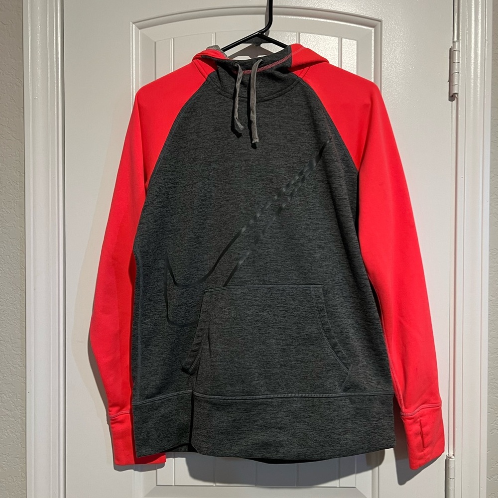 Nike Women's Electric Pink and Gray Hoodie